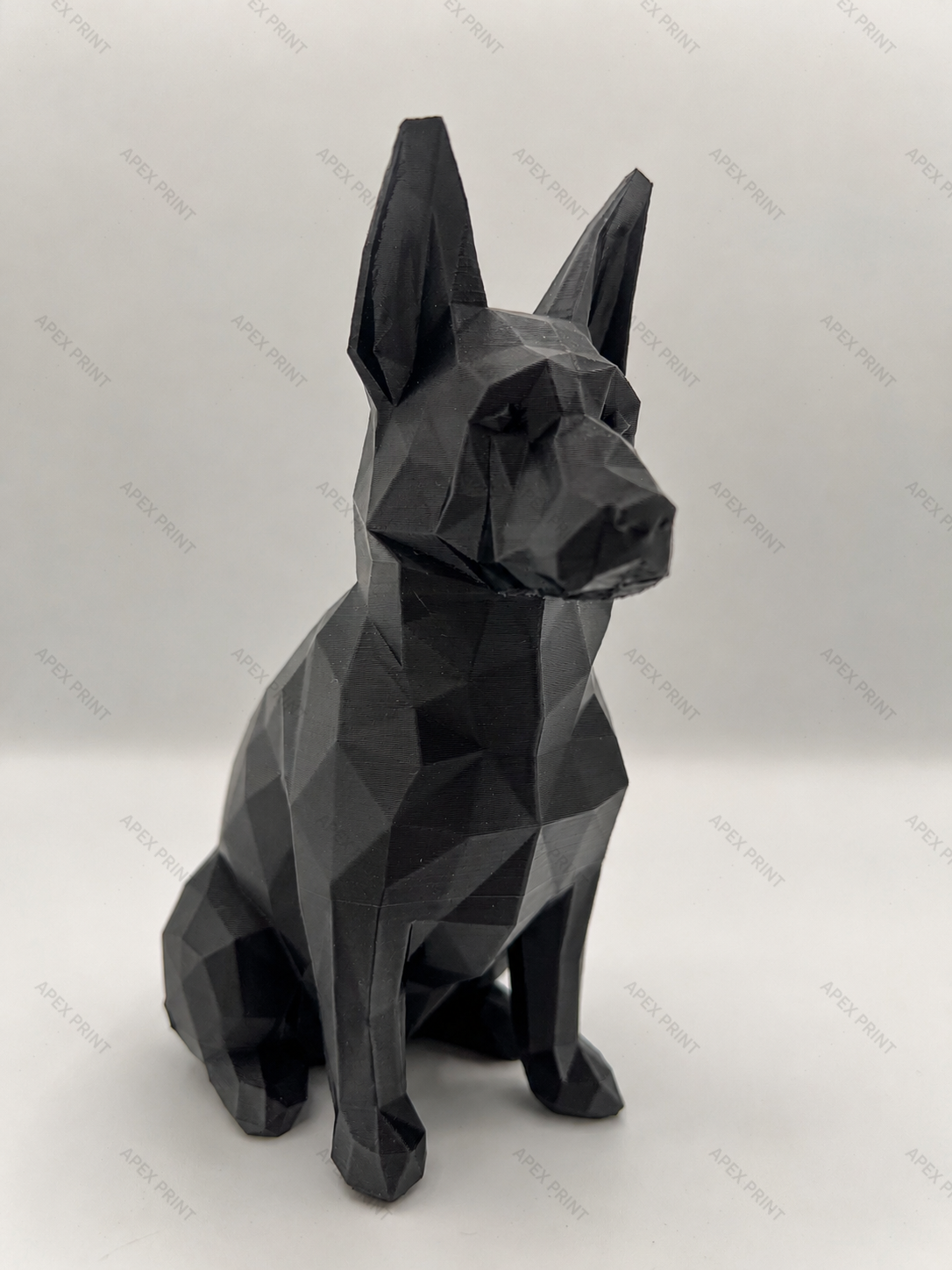 3D Printed Large Black German Shepherd Figurine - 0000