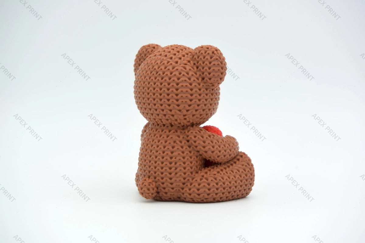 3D Printed Heart-Holding Teddy Bear Figurine