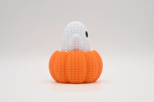 3D Printed Ghost with Pumpkin Base Figurine