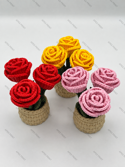 3D Printed Three-Rose Flower Pot - 0000