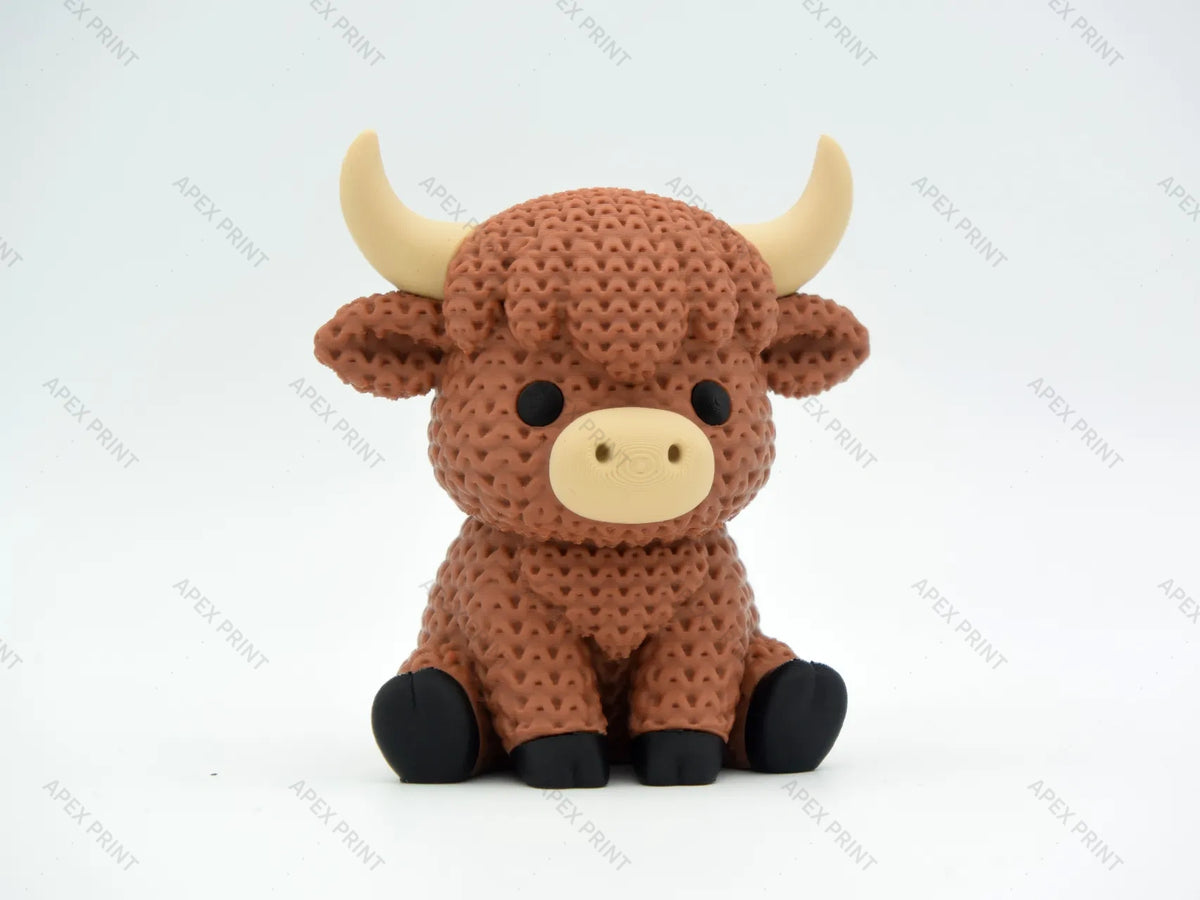 3D Printed Crochet-Style Cow Figurine