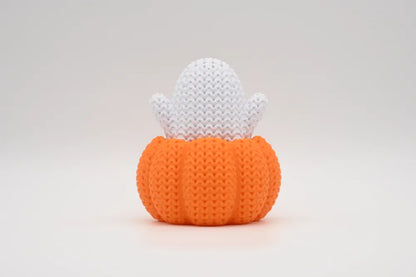 3D Printed Ghost with Pumpkin Base Figurine