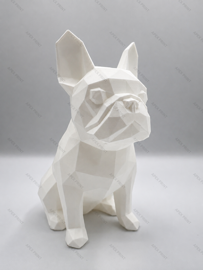 3D Printed Large White French Bulldog Figurine