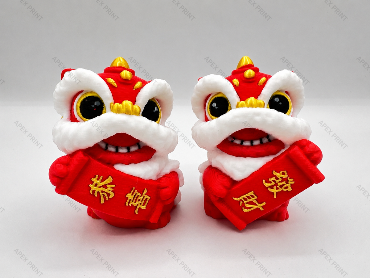 3D Printed Chinese Lion Dance Figurine - 0000