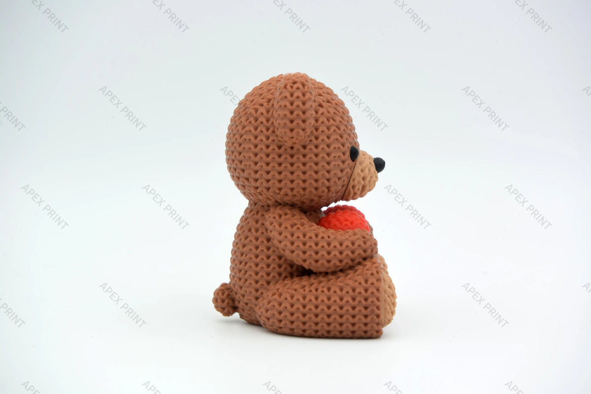3D Printed Heart-Holding Teddy Bear Figurine