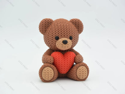 3D Printed Heart-Holding Teddy Bear Figurine
