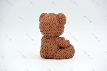 3D Printed Heart-Holding Teddy Bear Figurine