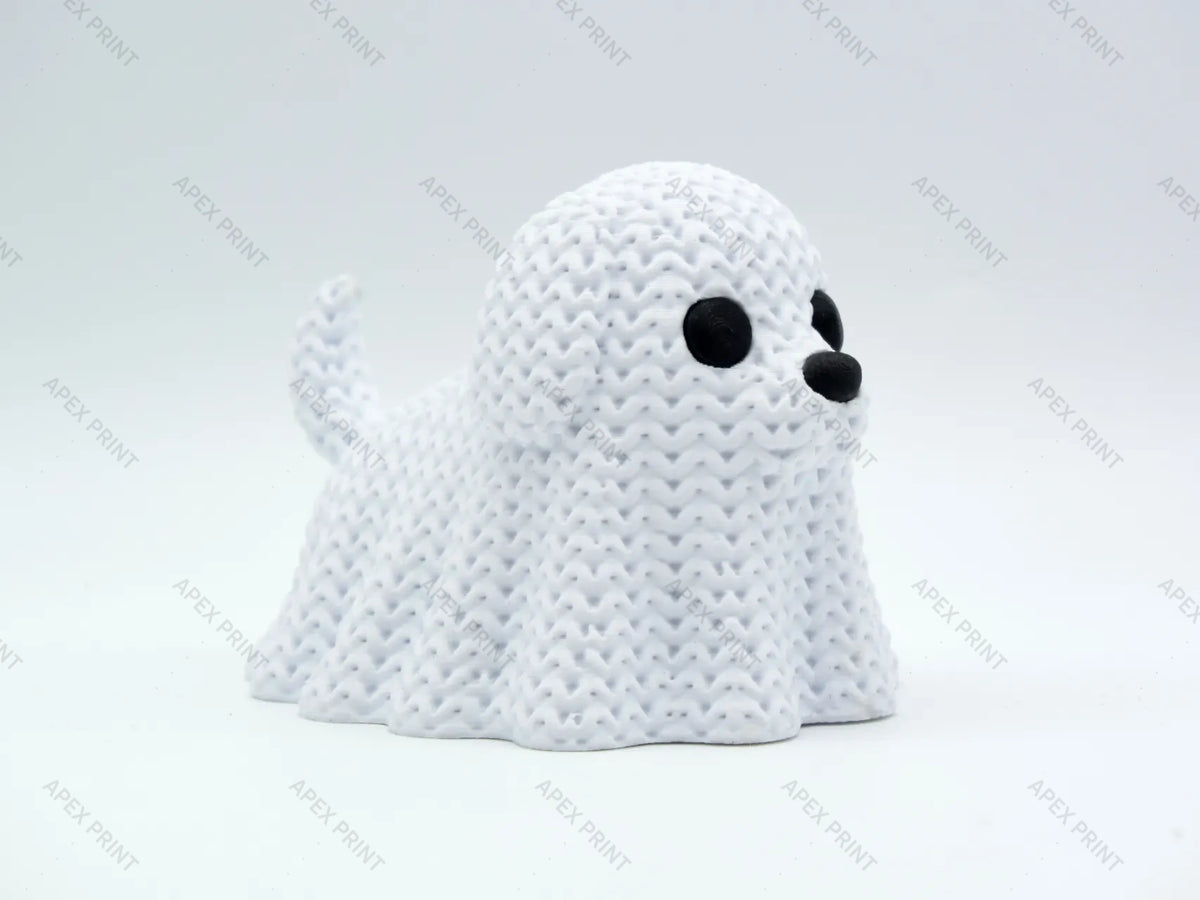 3D Printed Crochet-Style Ghost Dog Figurine