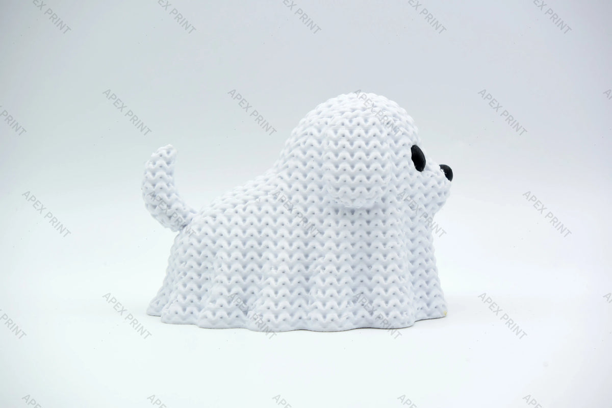 3D Printed Crochet-Style Ghost Dog Figurine