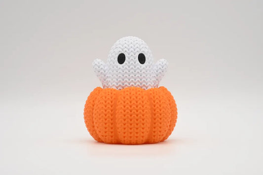 3D Printed Ghost with Pumpkin Base Figurine