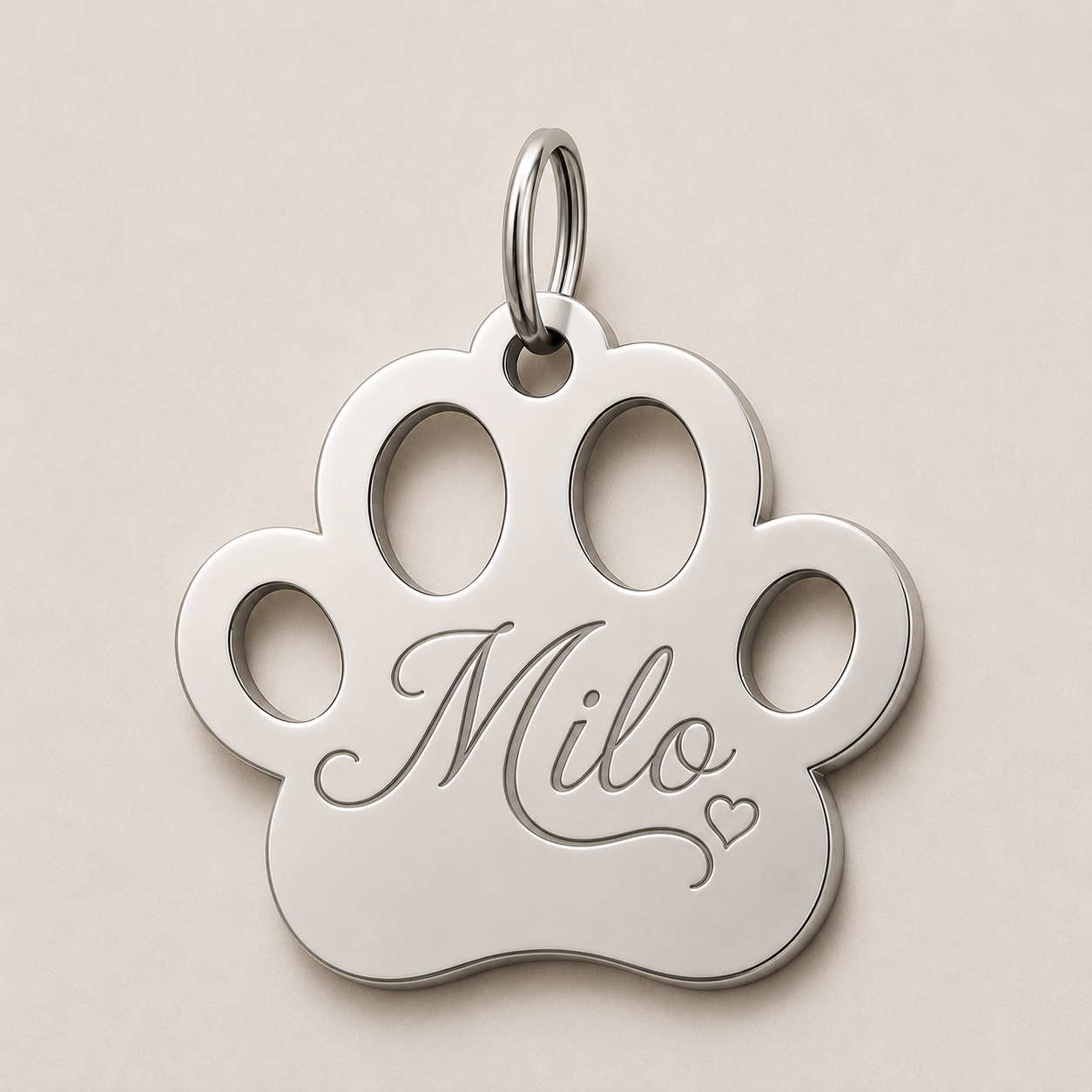 Personalized Stainless Steel Paw Keychain
