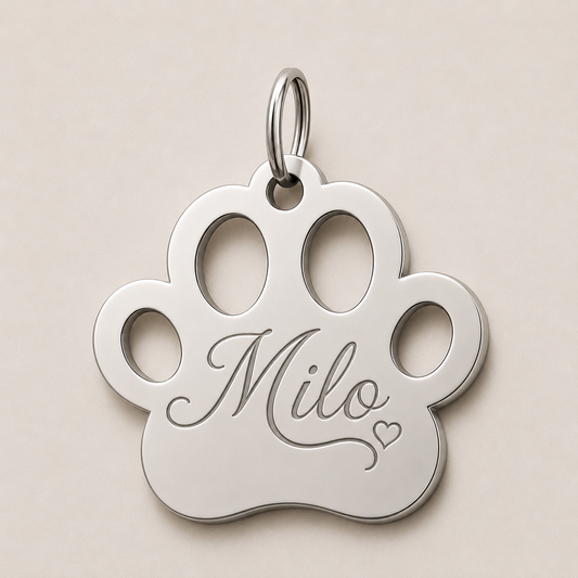 Personalized Stainless Steel Paw Keychain
