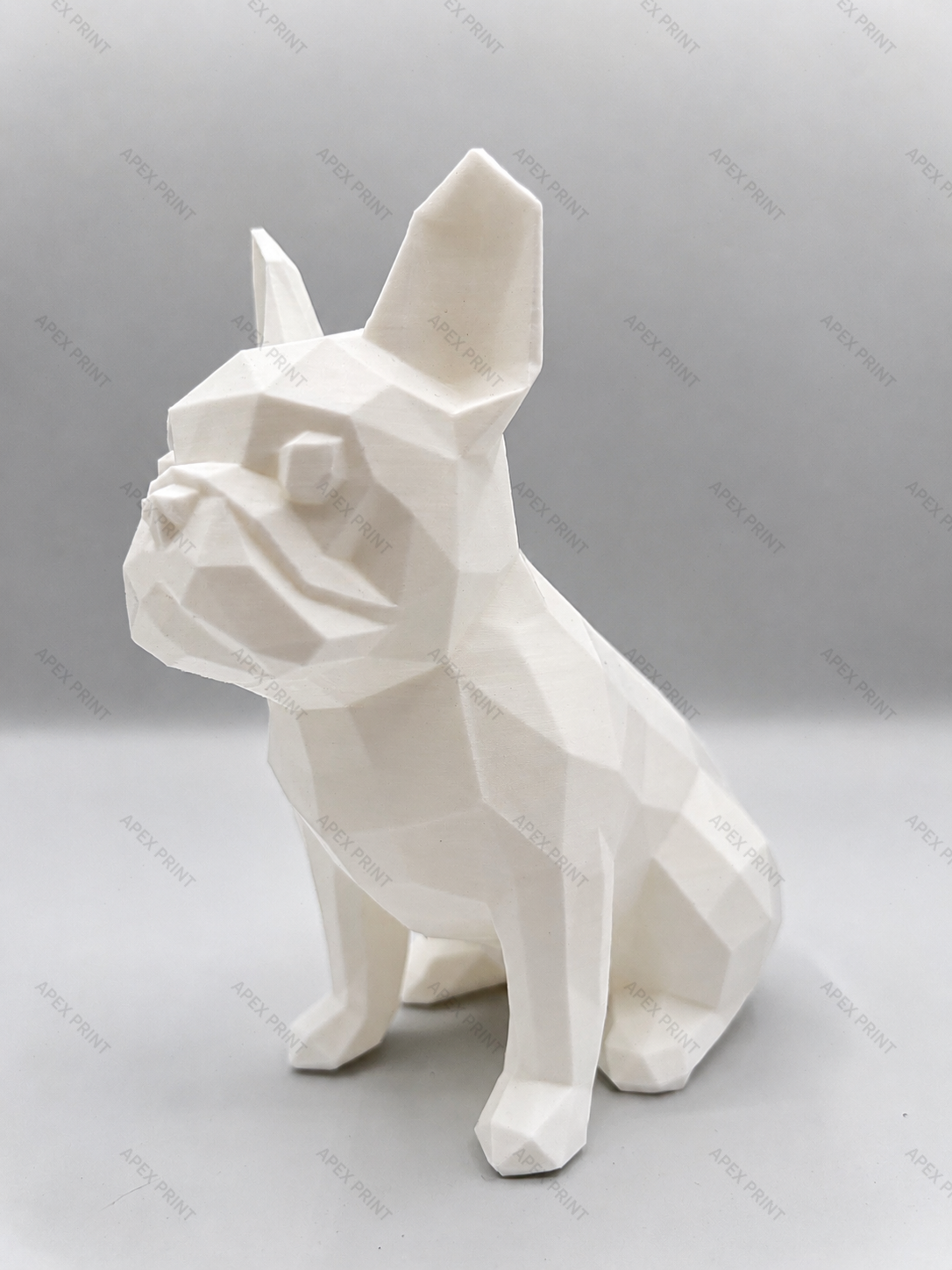 3D Printed Large White French Bulldog Figurine