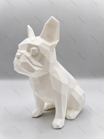 3D Printed Large White French Bulldog Figurine