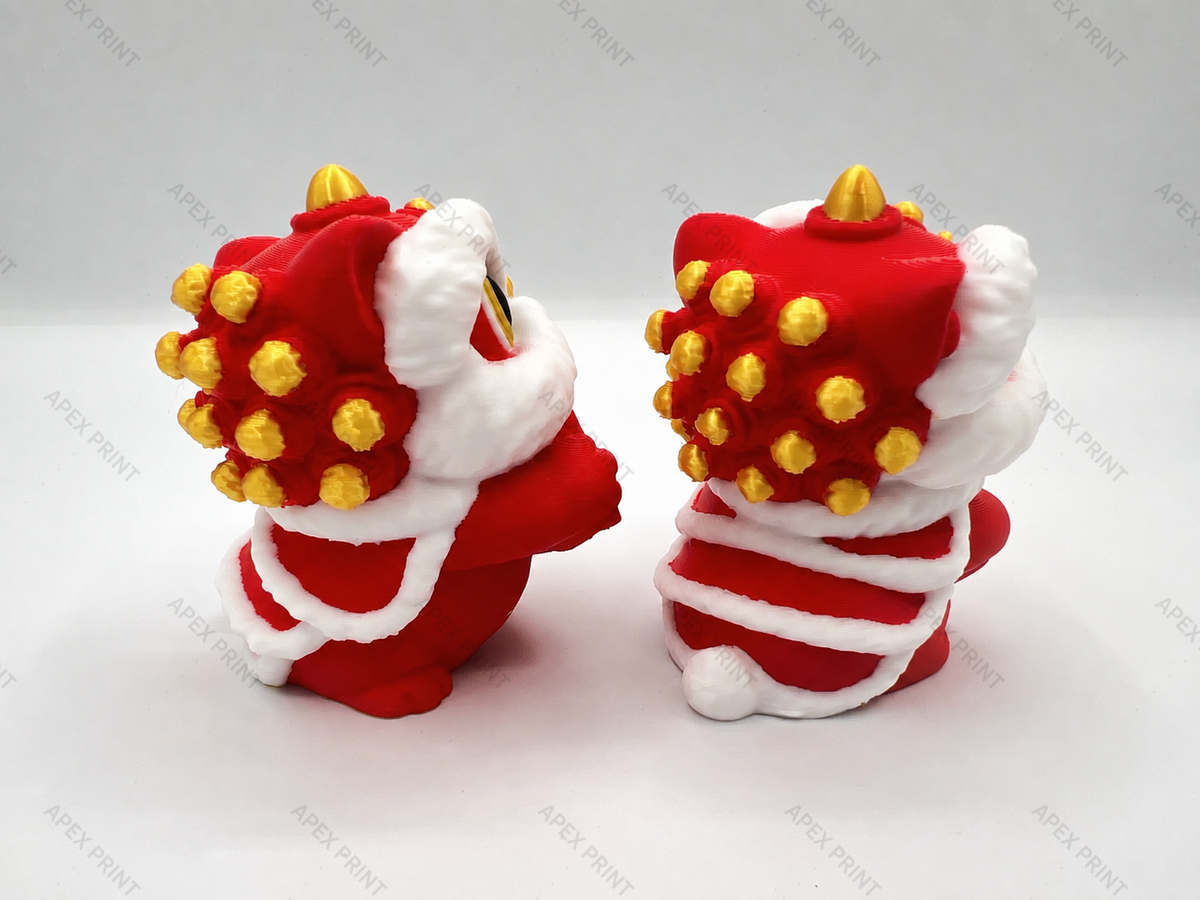3D Printed Chinese Lion Dance Figurine - 0000