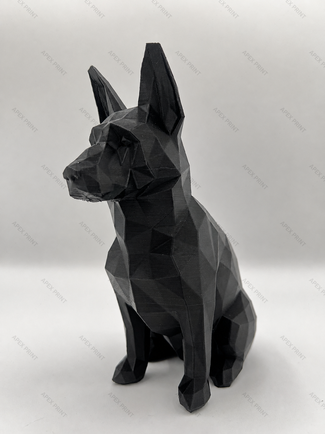 3D Printed Large Black German Shepherd Figurine - 0000