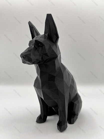 3D Printed Large Black German Shepherd Figurine - 0000