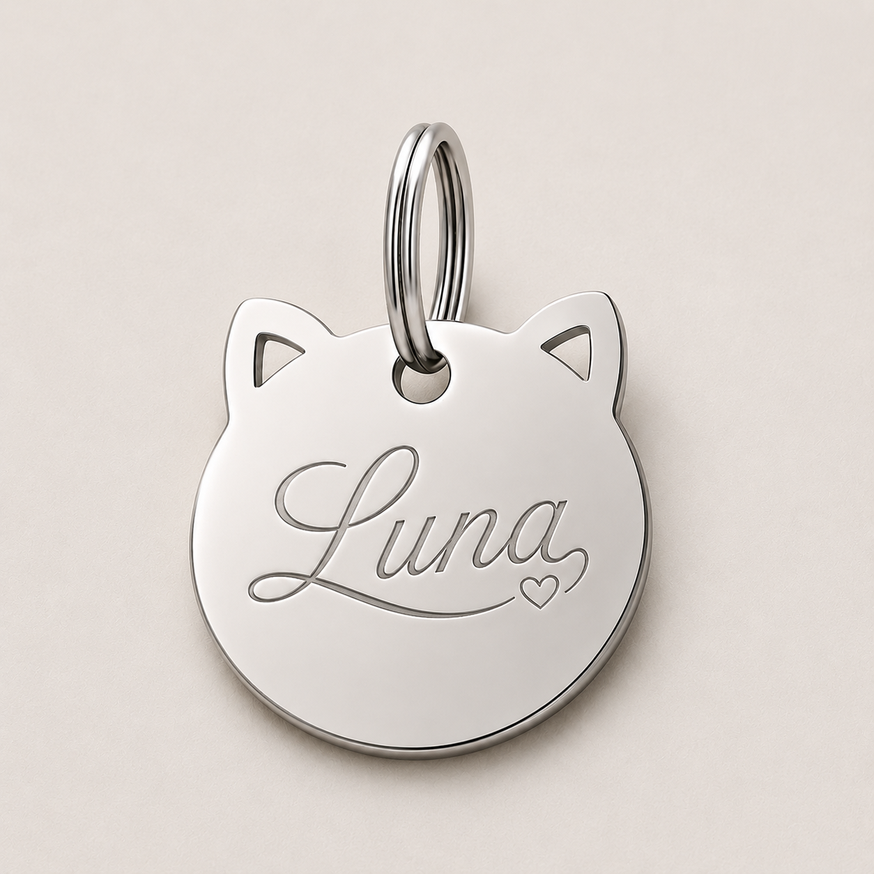 Personalized Stainless Steel Cat Head Keychain