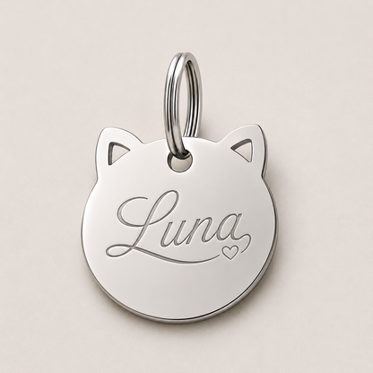 Personalized Stainless Steel Cat Head Keychain