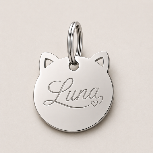 Personalized Stainless Steel Cat Head Keychain