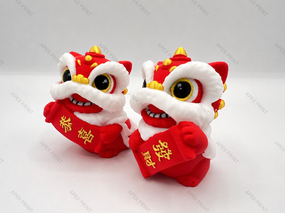 3D Printed Chinese Lion Dance Figurine - 0000
