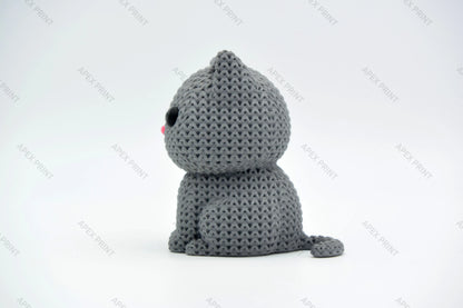 3D Printed Crochet-Style Cat Figurine