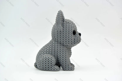 3D Printed Crochet-Style Bulldog Figurine