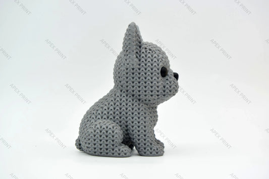 3D Printed Crochet-Style Bulldog Figurine