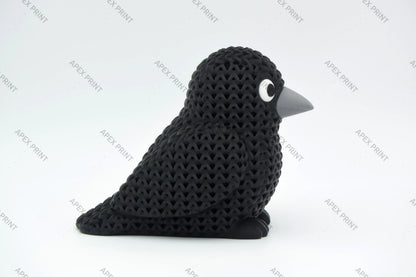 3D Printed Crochet-Style Crow Figurine