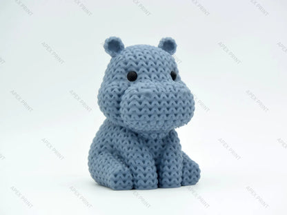 3D Printed Crochet-Style Hippo Figurine