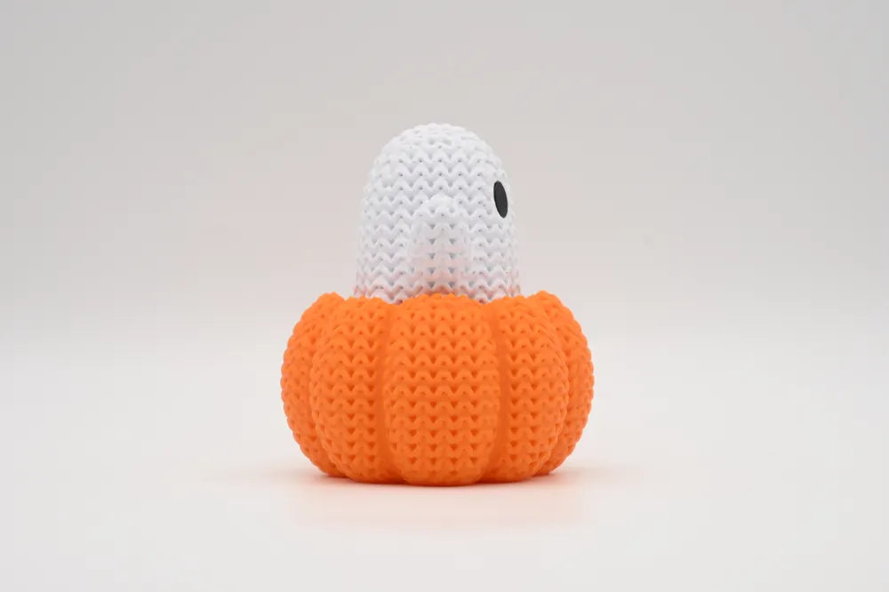 3D Printed Ghost with Pumpkin Base Figurine