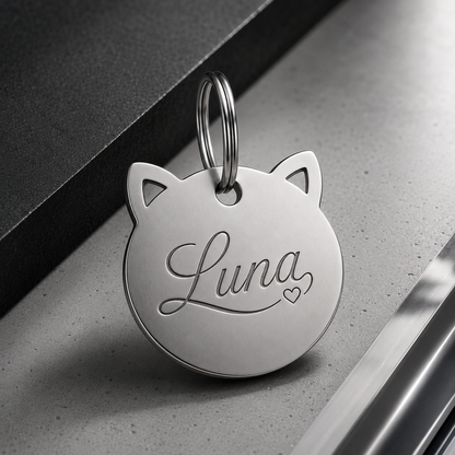 Personalized Stainless Steel Cat Head Keychain