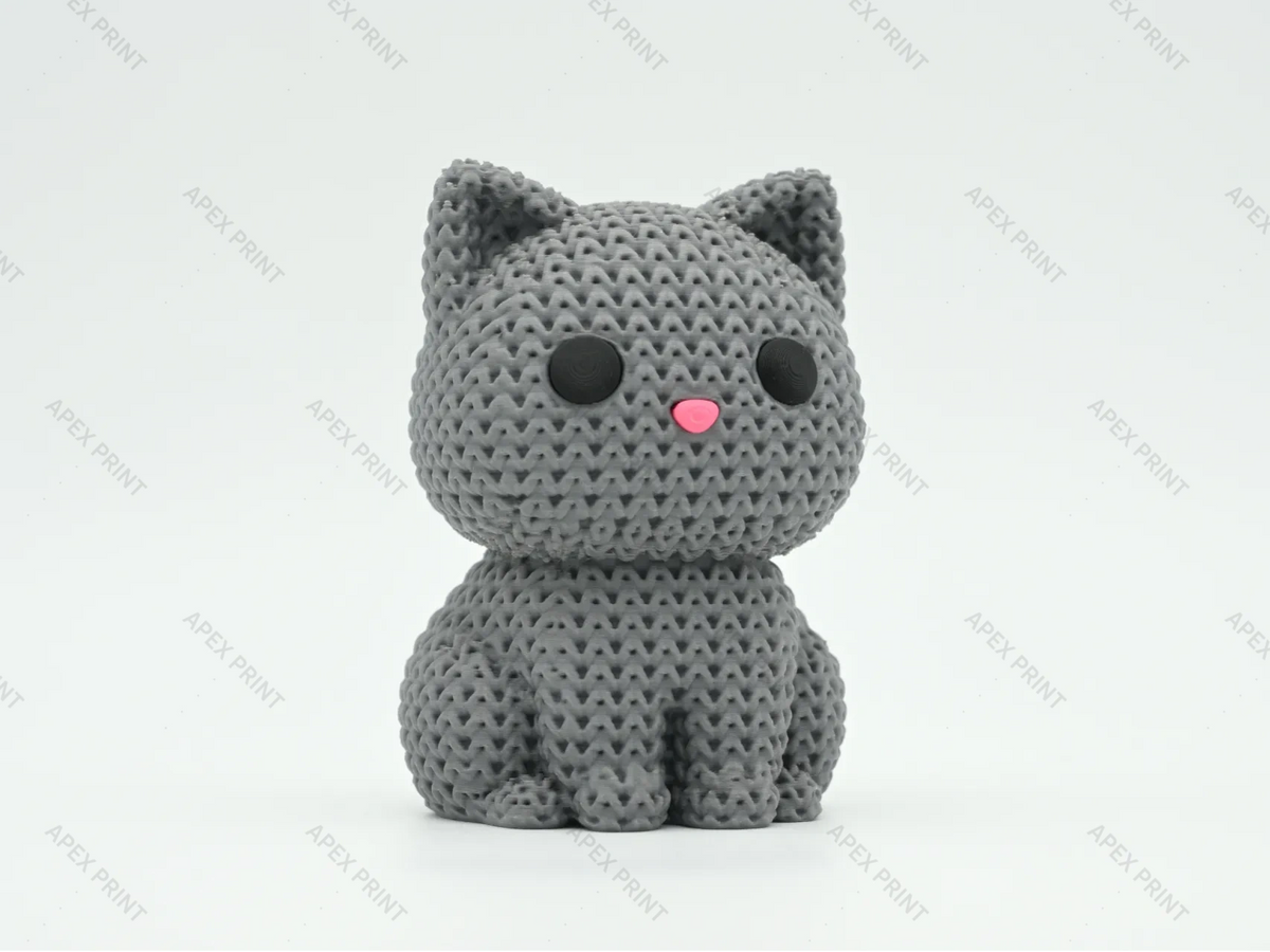 3D Printed Crochet-Style Cat Figurine