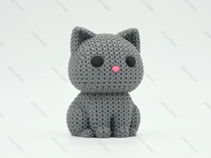 3D Printed Crochet-Style Cat Figurine