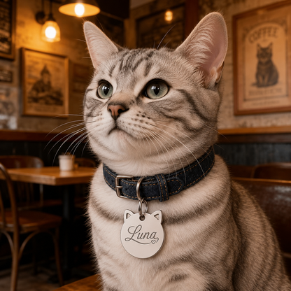 Personalized Stainless Steel Cat Head Keychain