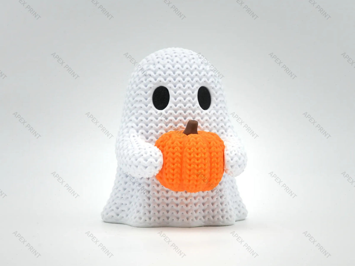 3D Printed Pumpkin-Holding Ghost Figurine